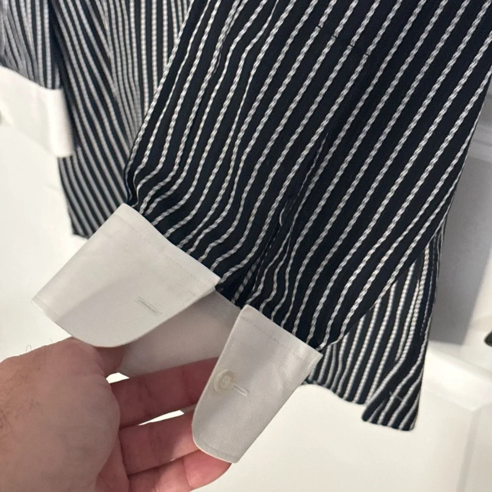 Men's Black and White Striped Shirt - Picture 5 of 9